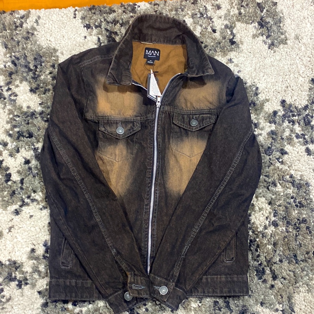 Zip Through Washed Denim Jacket New